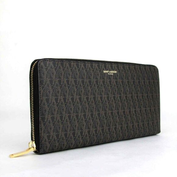 Saint Laurent YSL Men's Black/Brown Leather Zip Around Wallet - Picture 3 of 10